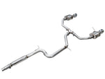 Top-down view of the AWE GLI Touring system showing the T-merge and both rear mufflers