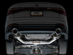 Rear underside of a 2022+ Jetta GLI with the AWE Touring Edition installed, studio lighting