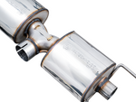 AWE Touring Edition exhaust for Toyota 86, close-up of a 180 Technology rear resonator in T304L stainless steel