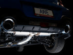 AWE Touring Edition exhaust for Toyota 86, close-up of a 5-inch Chrome Silver tip below the rear bumper