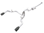 AWE 0FG F-150 dual split rear cat-back laid out with 5-inch Diamond Black tips