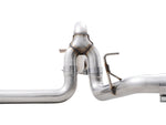 Close-up of the AWE 0FG split rear Y-junction in T304L stainless steel