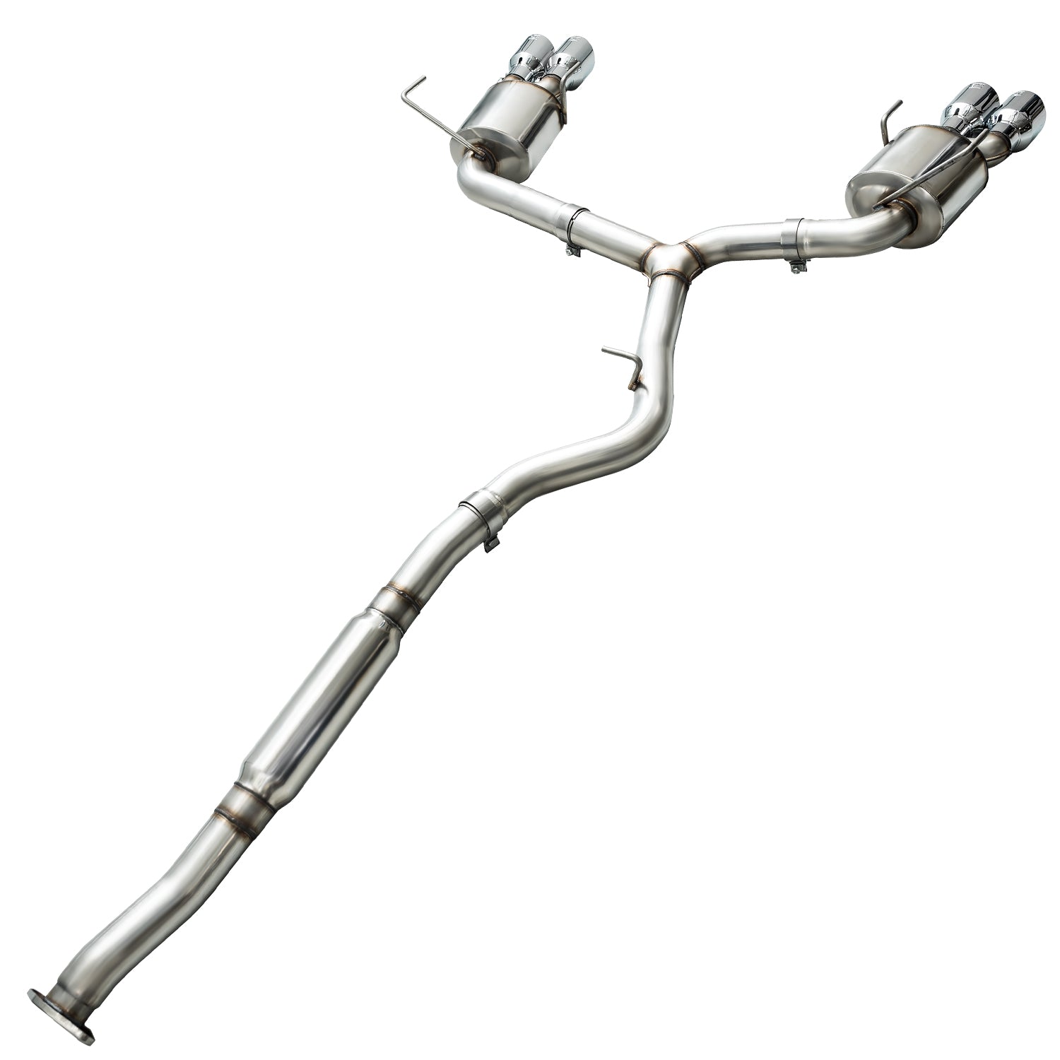Full-length AWE WRX Touring system from the front pipe and resonator to the twin rear mufflers