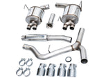 AWE Touring Edition WRX cat-back parts: pipes, two resonators, clamps and four Chrome Silver tips