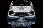 Lifted white FK8 Type R from behind showing the AWE Touring system and black tips