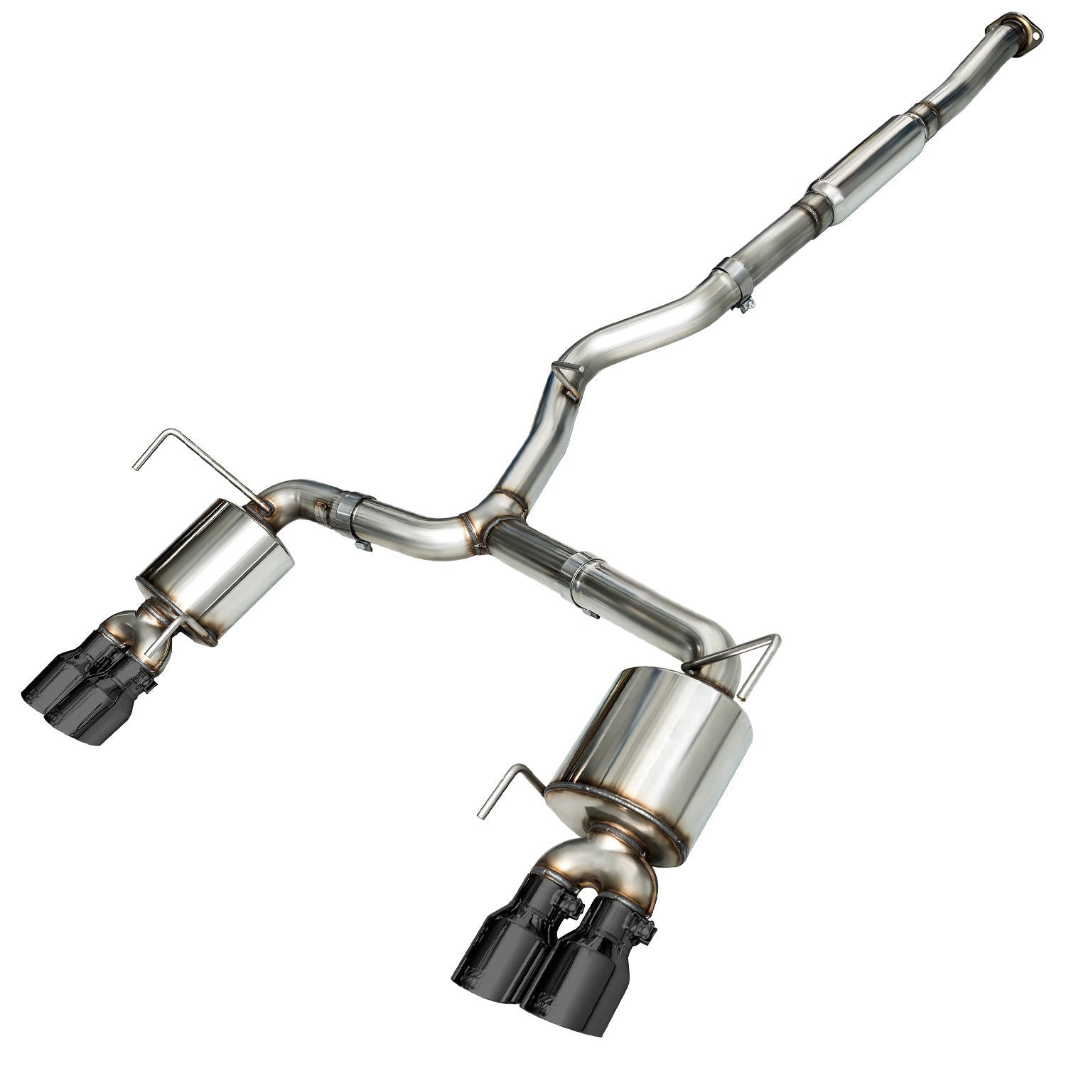 VA WRX Touring Edition exhaust on white finished in four Diamond Black slash-cut tips
