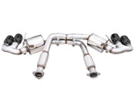 Front view of the AWE C8 Touring exhaust layout with Diamond Black quad tips