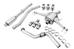 All parts in the AWE FK8 Touring box: front pipe, mid pipes, muffler, trident merge, tips, clamps