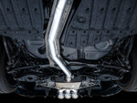 Underbody view of the AWE 3-inch pipe running back to the muffler on an FL5 Type R
