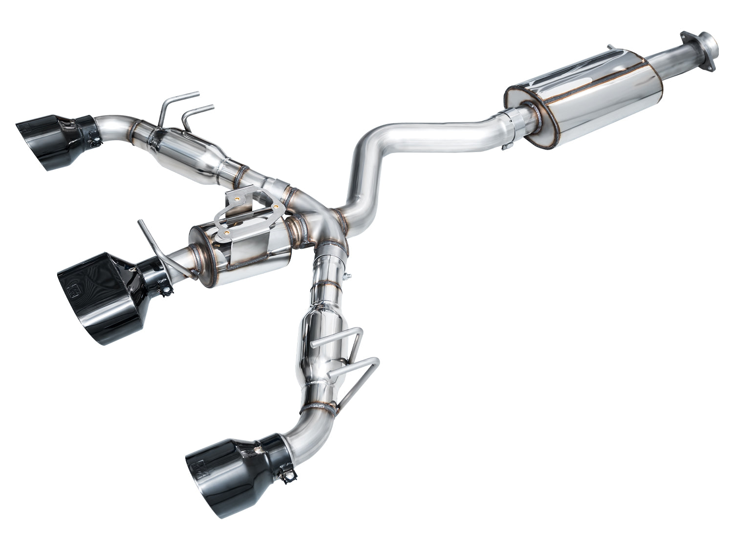GR Corolla Touring Edition exhaust on white with a Diamond Black oval center tip and two 5-inch tips
