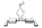 Top-down view of the AWE Non-Resonated Touring system showing both mufflers and the crossover