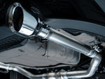 Close-up of a 5-inch Chrome Silver AWE slash-cut tip on the Track Edition GLI