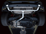 Underside of a Mk8 GTI with the AWE Track Edition cat-back and T-split fitted