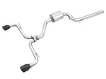 AWE Track Edition Mk7 GTI exhaust on white with straight front section and Diamond Black tips
