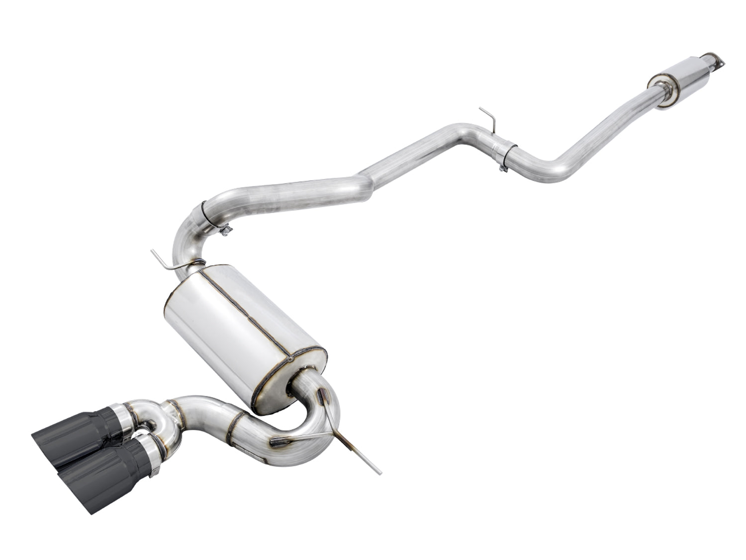 Resonated AWE Touring Edition Focus ST exhaust on white with twin Diamond Black tips
