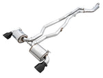 A90 Supra Non-Resonated Touring exhaust on white with twin mufflers and Diamond Black tips