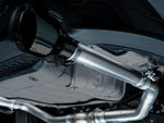 Close-up of a 5-inch Diamond Black AWE slash-cut tip on the Track Edition GLI