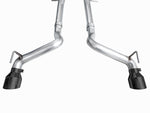 Both straight AWE Track rear pipes for the Nissan Z with black 5-inch tips, rear view