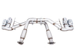 Front view of the muffler-free AWE C8 Track system with chrome quad tips