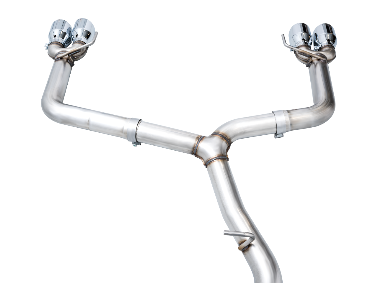 AWE Track Edition WRX Y-pipe and straight rear sections with dual-tip outlets on each side