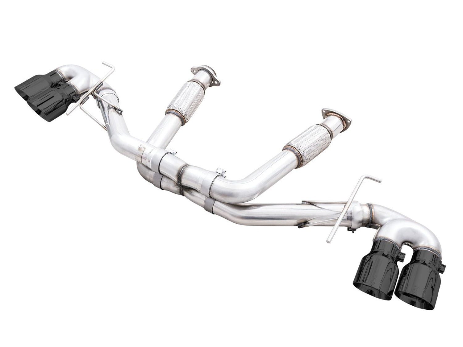 AWE C8 Corvette Track Edition exhaust on white with quad Diamond Black slash-cut tips
