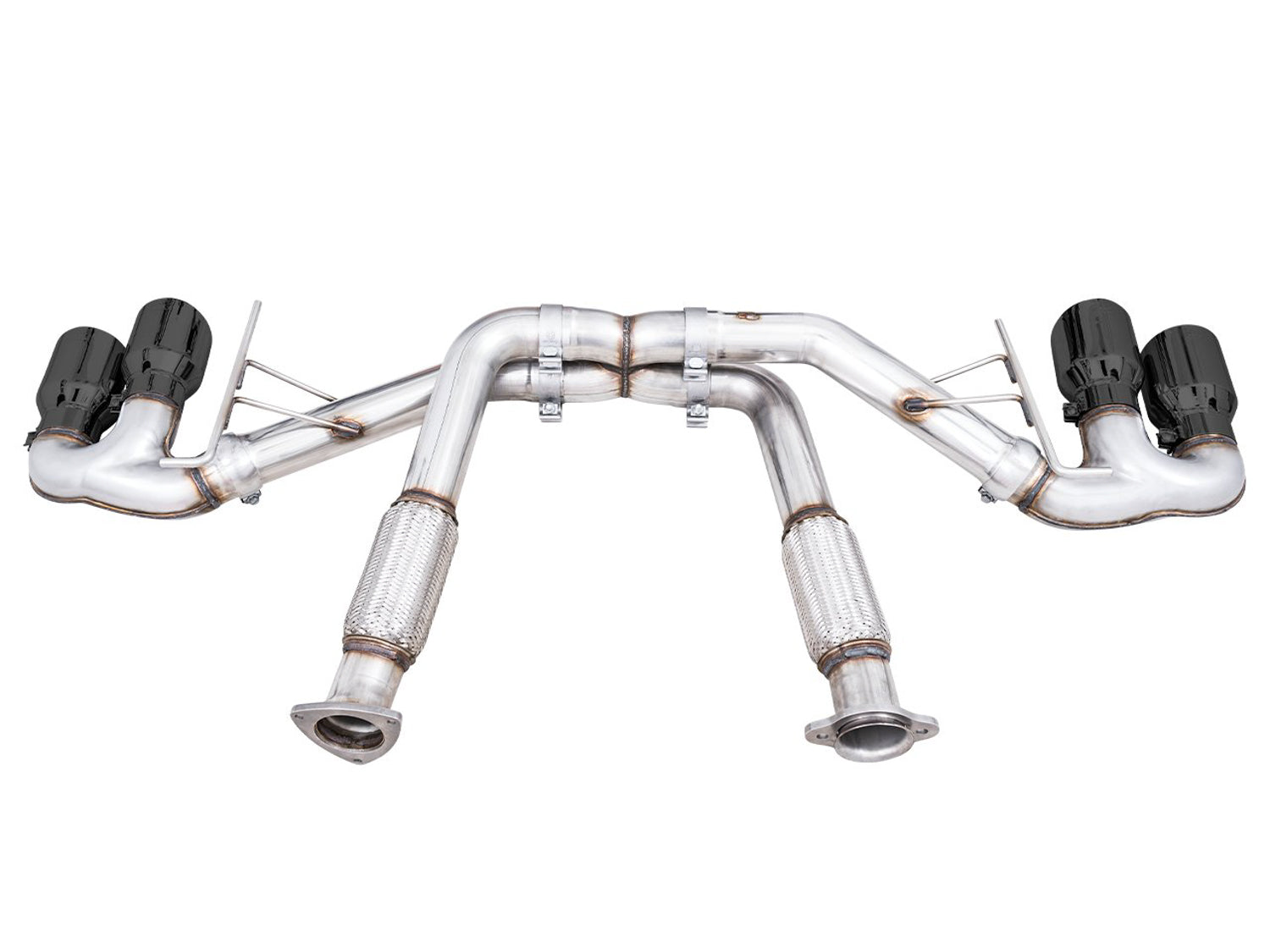Front view of the AWE C8 Track Edition layout with Diamond Black tips