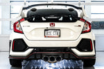 White FK8 Civic Type R from directly behind showing AWE Track chrome triple tips