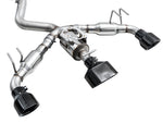 Track Edition tri-merge and Diamond Black triple tips for the GR Corolla, close view