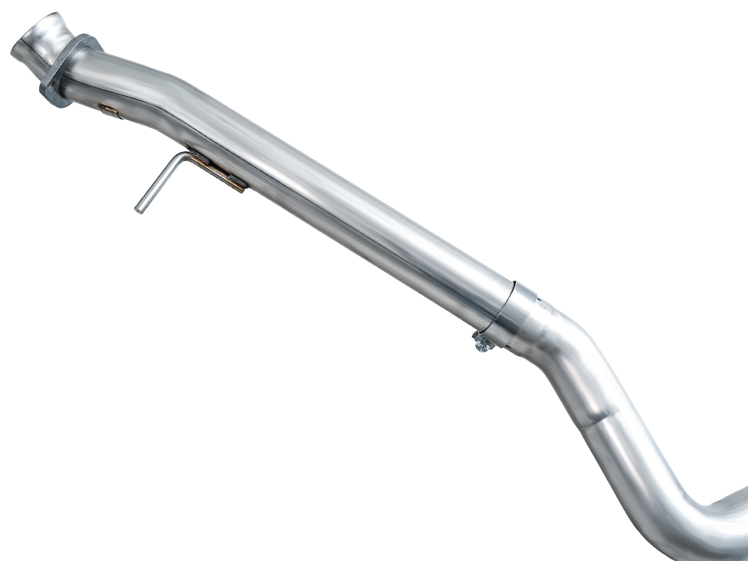 AWE GR Corolla Track straight 3-inch front section with hanger rods on white