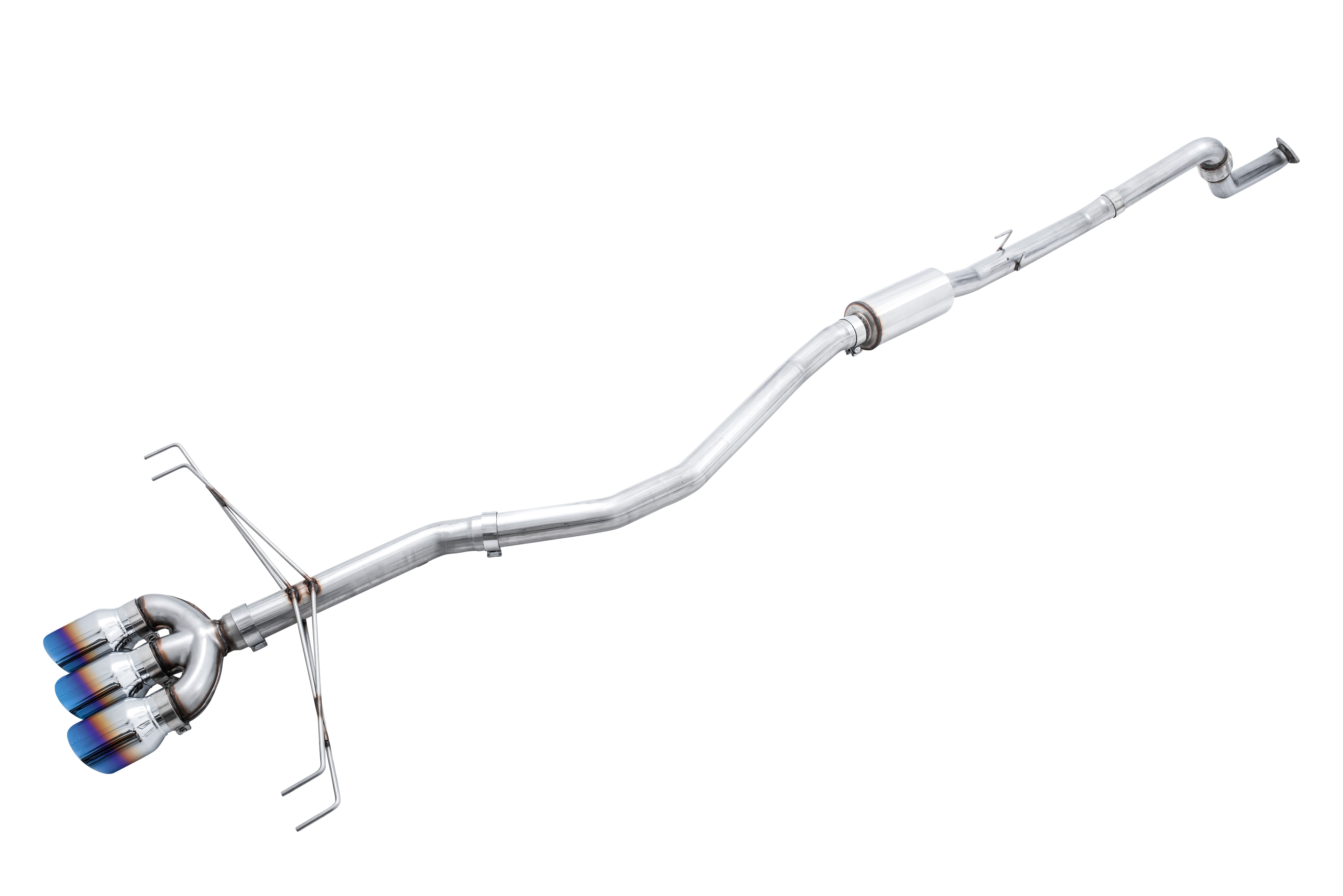 AWE Track Edition exhaust for the FK8 with Vapor Blue triple tips, full length on white