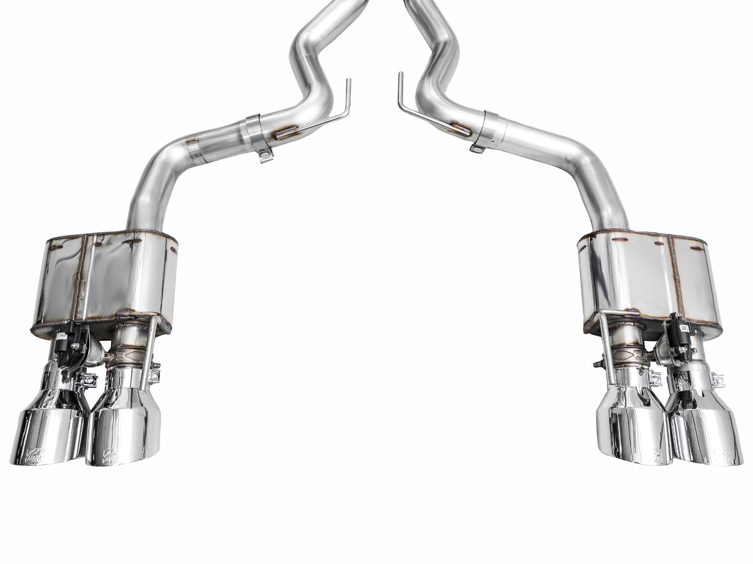 AWE Mach 1 SwitchPath rear valve sections with chrome silver tips