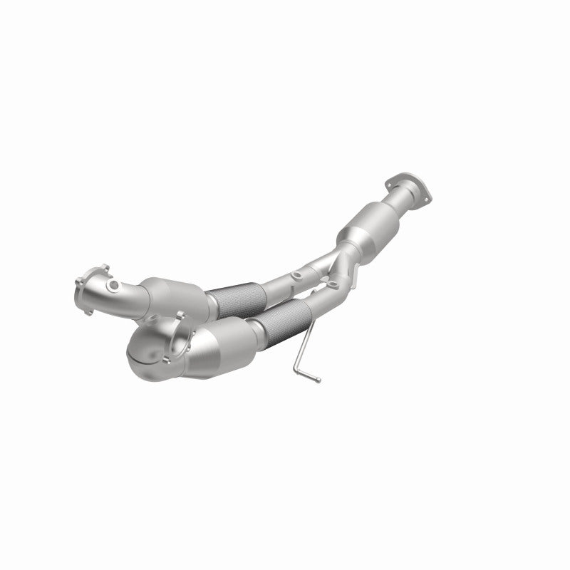 MagnaFlow 52160 oem grade direct-fit catalytic converter, opposite front three-quarter view of the turntable spin