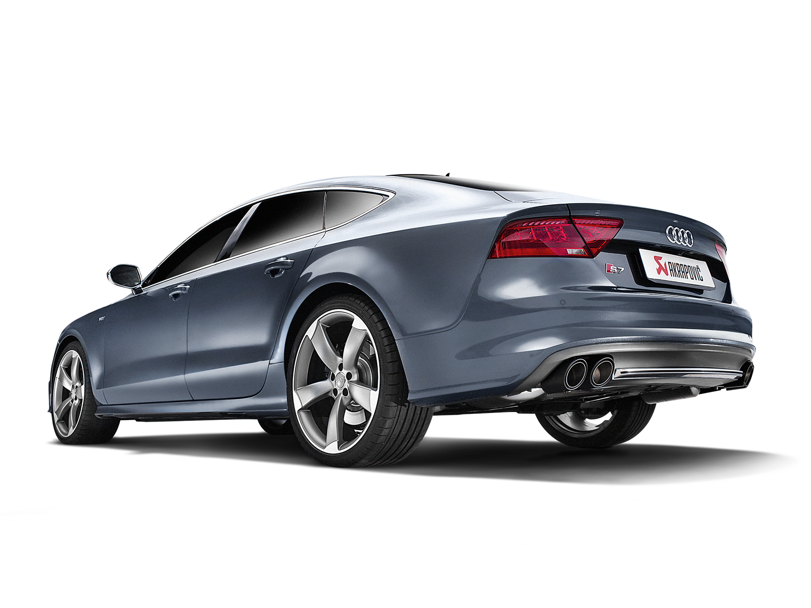 Akrapovic Audi S6 Sedan / S7 Sportback (C7) Evolution Line Cat Back (Titanium) w/ Carbon Tips S-AU/TI/6H for Audi S6 Sedan C7 2013-2018, rear view