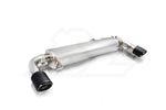 A top view of Fi EXHAUST Valvetronic Cat-Back System for BMW G20 / G21 320i B48 2019+ muffler with white background