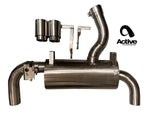 Wide shot of Active Autowerke Performance Valved Rear Exhaust GEN 2 for BMW F3X 335i | 435i with white background