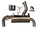 Wide shot of Active Autowerke Performance Valved Rear Exhaust GEN 2 for BMW F3X 340i | 440i with white background