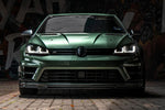Green Volkswagen Golf R Mk7.5 fitted with an IPE exhaust, front view