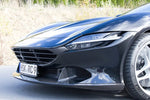 Black Ferrari Roma with Capristo full carbon front bumper and metal grille