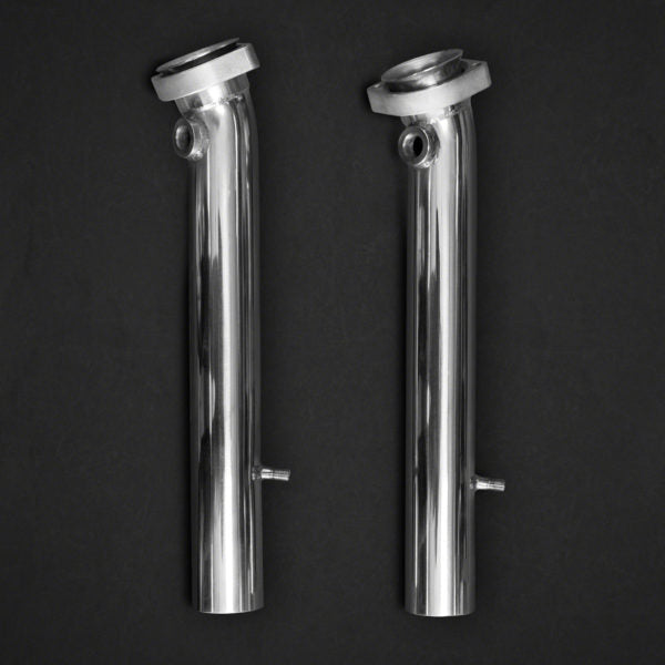 wide view of Capristo Cat Delete Pipes for Ferrari 348 1989-1995 with black background