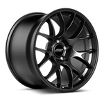 Two black alloy wheels with multi-spoke design and glossy finish on white background - APEX Wheels wheel for 18x10.5 ET40 5x120 - Satin Black