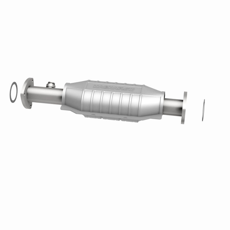 MagnaFlow 4481499 carb direct-fit catalytic converter, side view of the turntable spin