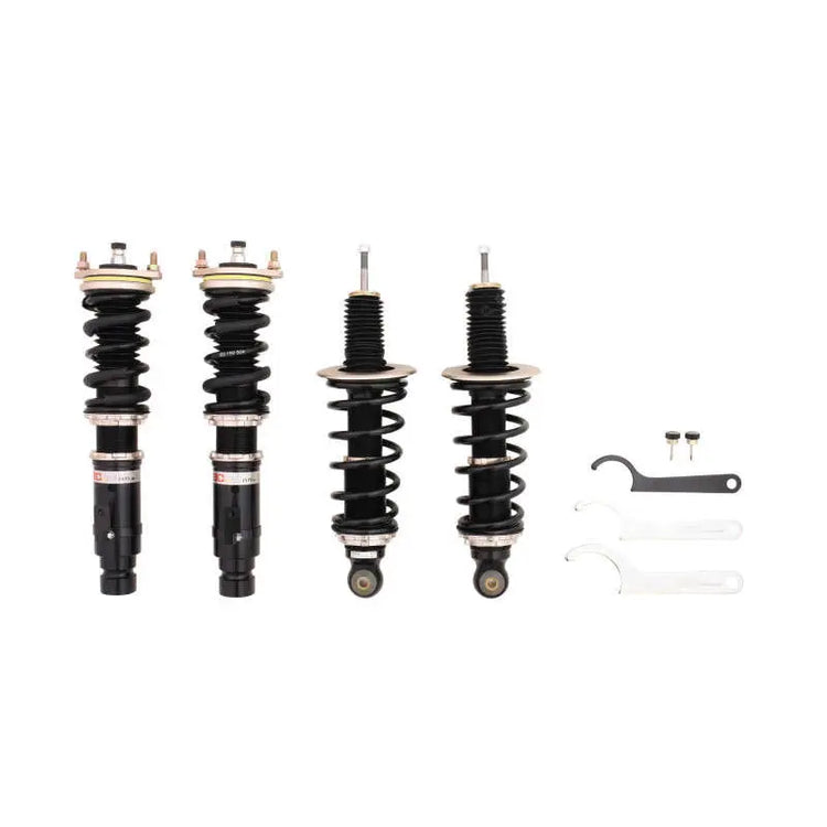 A front view of BC Racing BR Series Coilovers (AG/AH/AJ/AK/AT/AU) for Honda Civic 1984-1987 with white background