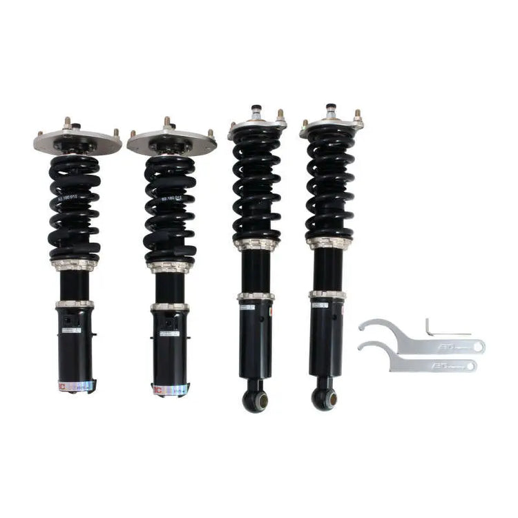 A front view of BC Racing BR Series Coilovers (D27A) for Mitsubishi Eclipse 1990-1994 with white background