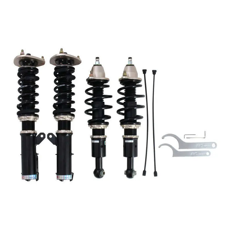 A front view of BC Racing BR Series Coilovers (CY4A/CY5A) for Mitsubishi Lancer 2008-2017 with white background