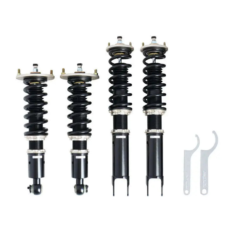A front view of BC Racing BR Series Coilovers (BNR32) for Nissan Skyline GT-R / GTS-4 1989-1994 with white background