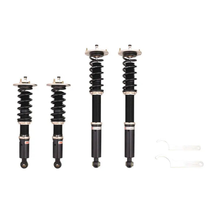 A front view of BC Racing BR Series Coilovers (ECR33) for Nissan Skyline GTS RWD 1993-1998 with white background