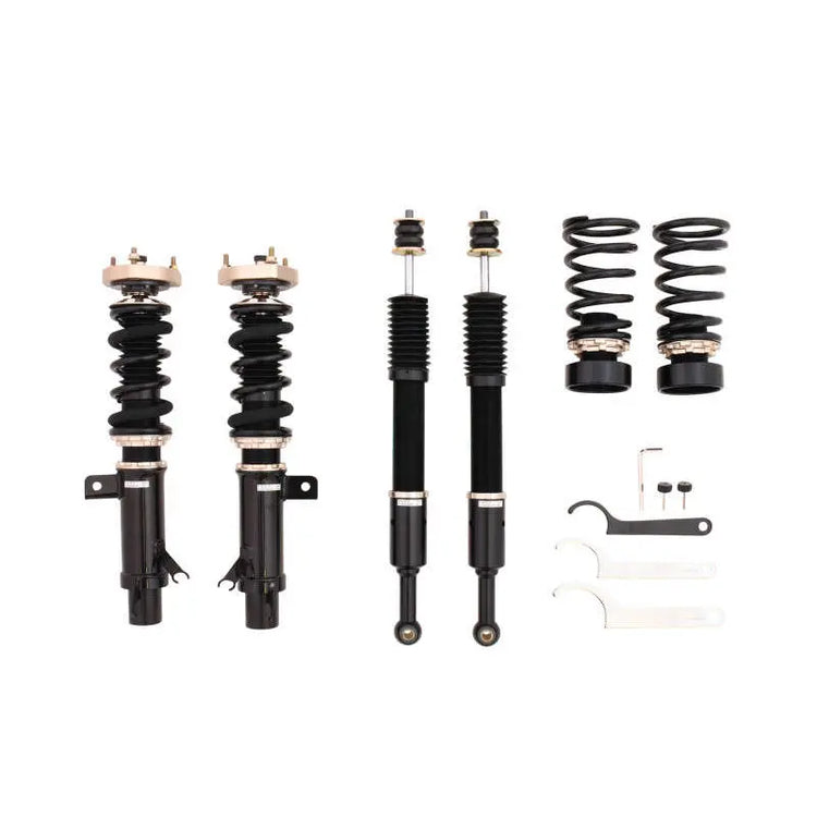 A front view of BC Racing BR Series Coilovers (DAW) for Ford Focus 2000-2005 with white background