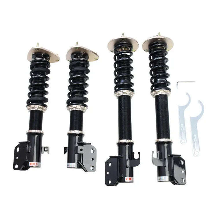 A front view of BC Racing BR Series Coilovers (SG) for Subaru Forester 2003-2008 with white background