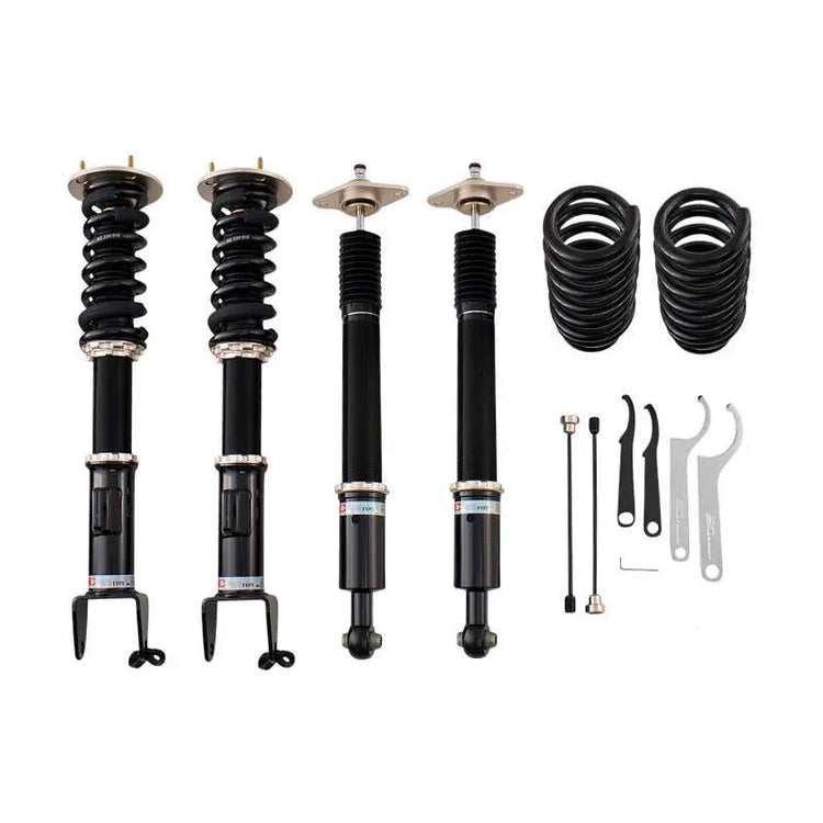 A front view of BC Racing BR Series Coilovers (LD/LX) for Dodge Challenger 11-23 / Dodge Charger 11-23 with white background
