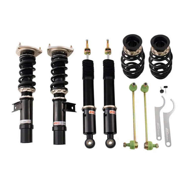 A front view of BC Racing BR Series Coilovers for Non-Adaptive Ride Control (MK6) for Volkswagen Golf R 2012-2013 with white background